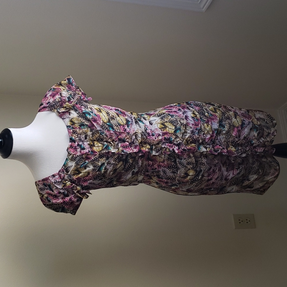 Leifsdottir silk feather fiesta dress